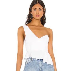 One shoulder top in white